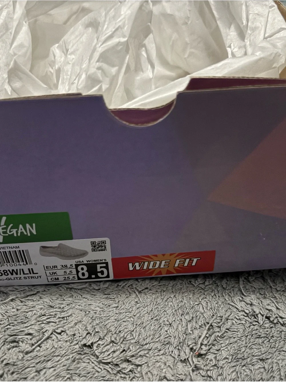 Skechers Box with Lavender-Purple and White Accents